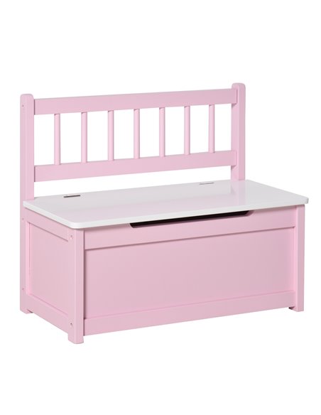 HOMCOM 2-IN-1 Wooden Toy Box Kids Seat Bench Storage Chest Cabinet Organizer with Safety Pneumatic Rod 60 x 30 x 50cm Pink 311-0 - pic 34581 | FastDaddyshop