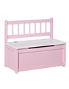 HOMCOM 2-IN-1 Wooden Toy Box Kids Seat Bench Storage Chest Cabinet Organizer with Safety Pneumatic Rod 60 x 30 x 50cm Pink 311-0