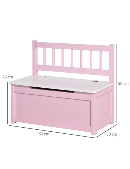 HOMCOM 2-IN-1 Wooden Toy Box Kids Seat Bench Storage Chest Cabinet Organizer with Safety Pneumatic Rod 60 x 30 x 50cm Pink 311-0 - pic 34583 | FastDaddyshop