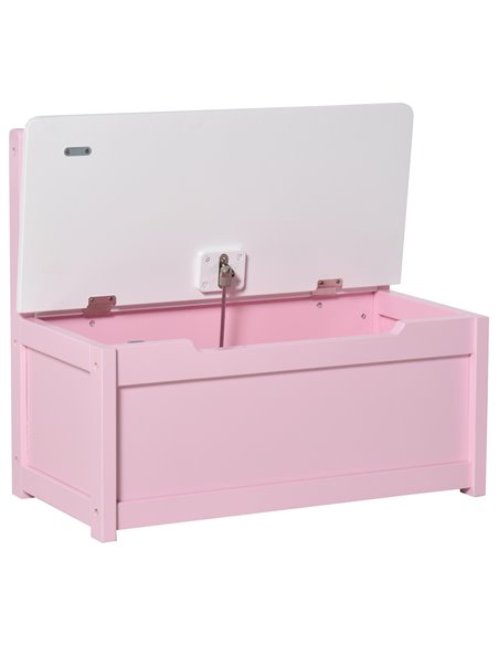 HOMCOM 2-IN-1 Wooden Toy Box Kids Seat Bench Storage Chest Cabinet Organizer with Safety Pneumatic Rod 60 x 30 x 50cm Pink 311-0 - pic 34587 | FastDaddyshop