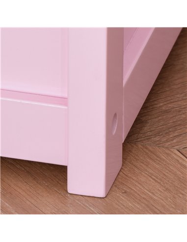HOMCOM 2-IN-1 Wooden Toy Box Kids Seat Bench Storage Chest Cabinet Organizer with Safety Pneumatic Rod 60 x 30 x 50cm Pink 311-0