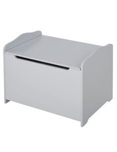 HOMCOM Wooden Kids Children Toy Storage Organizer Chest Safety Hinge Play Room Furniture Grey 60 x 40 x 48 cm 311-013GY