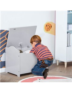 HOMCOM Wooden Kids Children Toy Storage Organizer Chest Safety Hinge Play Room Furniture Grey 60 x 40 x 48 cm 311-013GY 2