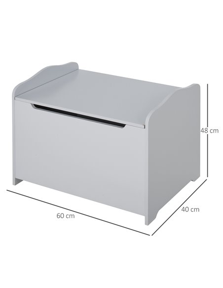 HOMCOM Wooden Kids Children Toy Storage Organizer Chest Safety Hinge Play Room Furniture Grey 60 x 40 x 48 cm 311-013GY - pic 34601 | FastDaddyshop