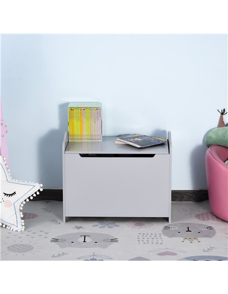 HOMCOM Wooden Kids Children Toy Storage Organizer Chest Safety Hinge Play Room Furniture Grey 60 x 40 x 48 cm 311-013GY - pic 34606 | FastDaddyshop