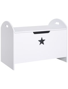 HOMCOM MDF Children's Toy Storage Chest w/ Safety Hinge White 311-003