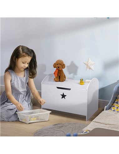 HOMCOM MDF Children's Toy Storage Chest w/ Safety Hinge White 311-003