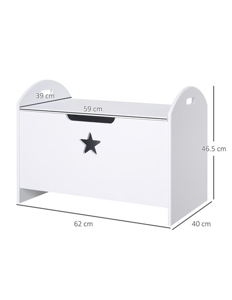 HOMCOM MDF Children's Toy Storage Chest w/ Safety Hinge White 311-003 - pic 34610 | FastDaddyshop