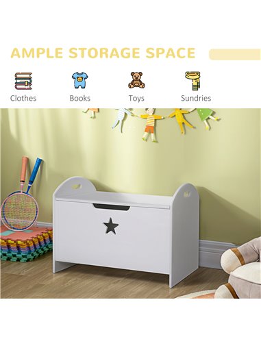 HOMCOM MDF Children's Toy Storage Chest w/ Safety Hinge White 311-003