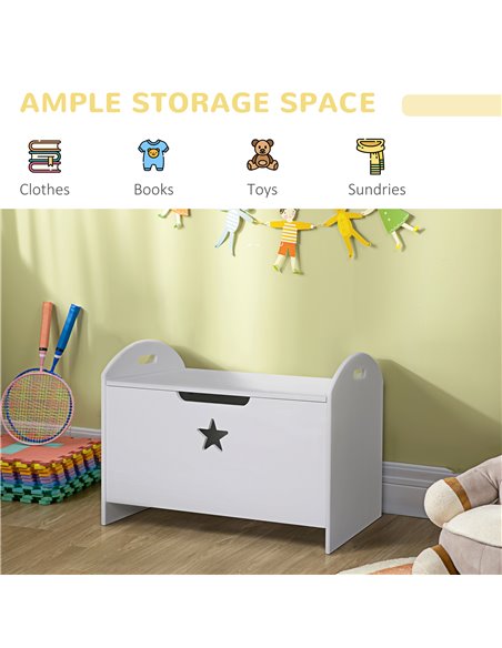 HOMCOM MDF Children's Toy Storage Chest w/ Safety Hinge White 311-003 - pic 34612 | FastDaddyshop