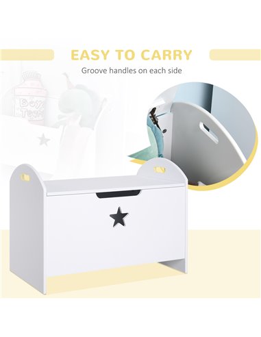 HOMCOM MDF Children's Toy Storage Chest w/ Safety Hinge White 311-003