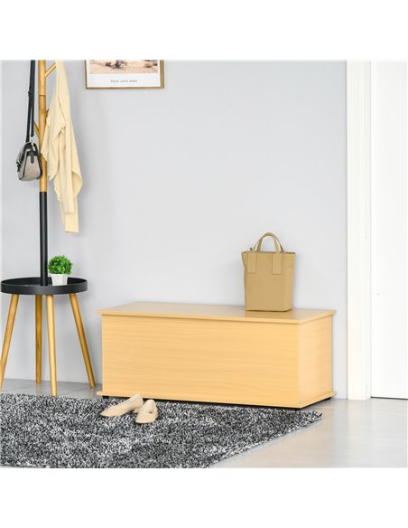 HOMCOM Wooden Storage Trunk Clothes Toy Chest Bench Seat Ottoman Bedding Blanket Trunk Container with Lid - Burlywood 833-321 - pic 34618 | FastDaddyshop