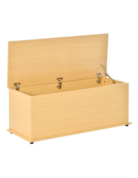 HOMCOM Wooden Storage Trunk Clothes Toy Chest Bench Seat Ottoman Bedding Blanket Trunk Container with Lid - Burlywood 833-321 - pic 34623 | FastDaddyshop