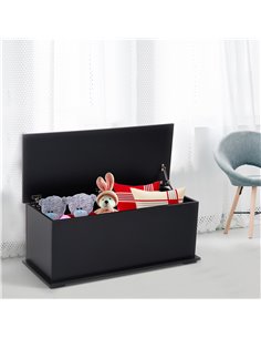 HOMCOM Wooden Storage Box Clothes Toy Chest Bench Seat Ottoman Bedding Blanket Trunk Container with Lid - Black 833-321BK 2