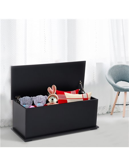 HOMCOM Wooden Storage Box Clothes Toy Chest Bench Seat Ottoman Bedding Blanket Trunk Container with Lid - Black 833-321BK - pic 34627 | FastDaddyshop