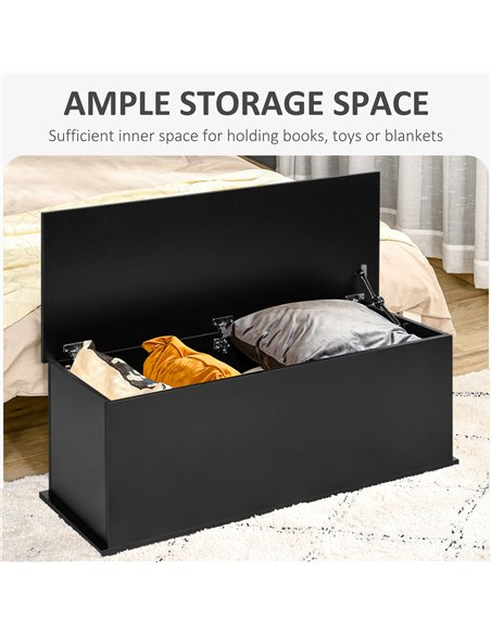 HOMCOM Wooden Storage Box Clothes Toy Chest Bench Seat Ottoman Bedding Blanket Trunk Container with Lid - Black 833-321BK - pic 34629 | FastDaddyshop