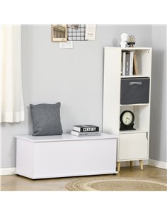 HOMCOM Wooden Storage Box Clothes Toy Chest Bench Seat Ottoman Bedding Blanket Trunk Container with Lid - White 833-321WT 2