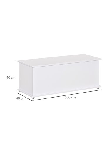 HOMCOM Wooden Storage Box Clothes Toy Chest Bench Seat Ottoman Bedding Blanket Trunk Container with Lid - White 833-321WT