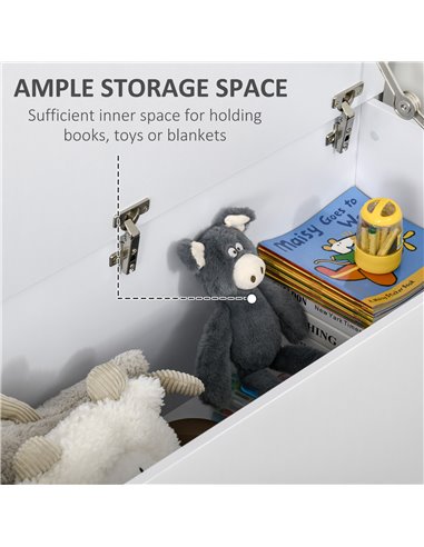 HOMCOM Wooden Storage Box Clothes Toy Chest Bench Seat Ottoman Bedding Blanket Trunk Container with Lid - White 833-321WT