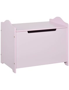 HOMCOM Wooden Kids Children Toy Storage Organizer Chest Safety Hinge Play Room Furniture Pink 60 x 40 x 48 cm 311-013PK