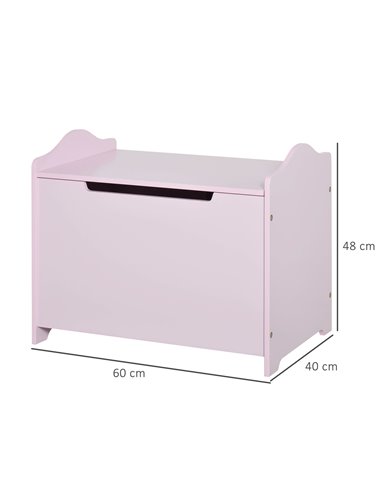 HOMCOM Wooden Kids Children Toy Storage Organizer Chest Safety Hinge Play Room Furniture Pink 60 x 40 x 48 cm 311-013PK