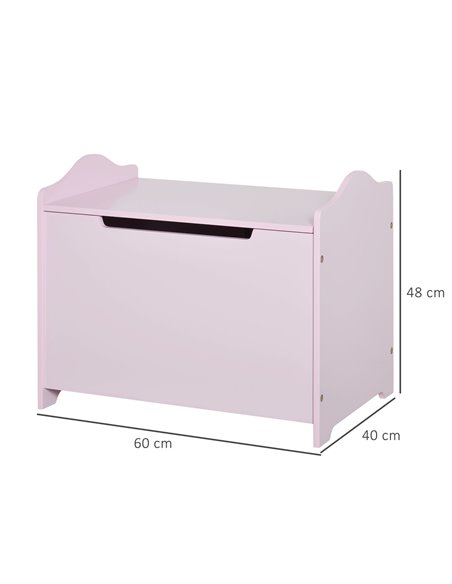 HOMCOM Wooden Kids Children Toy Storage Organizer Chest Safety Hinge Play Room Furniture Pink 60 x 40 x 48 cm 311-013PK - pic 34646 | FastDaddyshop