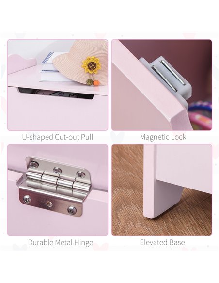 HOMCOM Wooden Kids Children Toy Storage Organizer Chest Safety Hinge Play Room Furniture Pink 60 x 40 x 48 cm 311-013PK - pic 34648 | FastDaddyshop