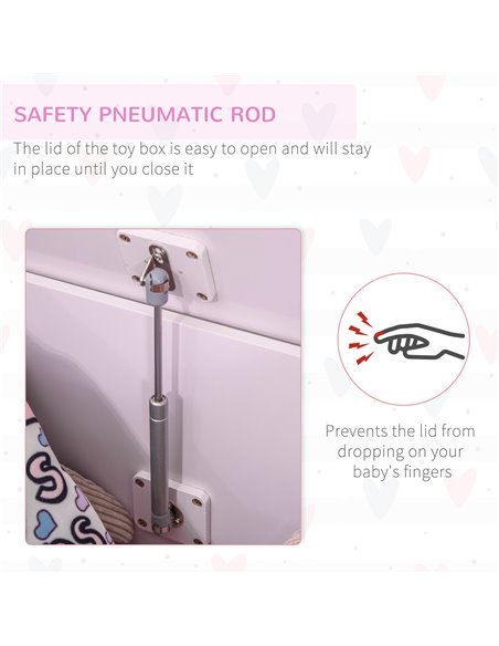 HOMCOM Wooden Kids Children Toy Storage Organizer Chest Safety Hinge Play Room Furniture Pink 60 x 40 x 48 cm 311-013PK - pic 34649 | FastDaddyshop