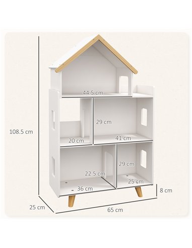 ZONEKIZ 3 Tier Toy Storage Shelf with 6 Cubby White 311-056V80WT