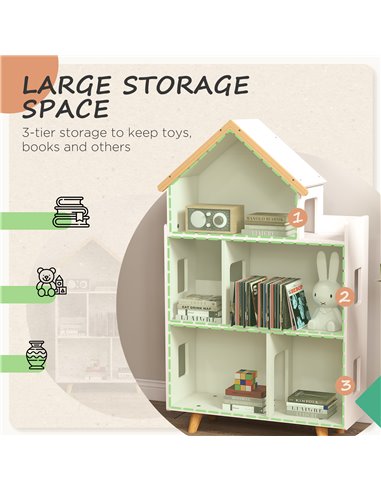 ZONEKIZ 3 Tier Toy Storage Shelf with 6 Cubby White 311-056V80WT
