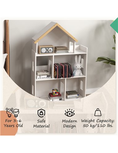 ZONEKIZ 3 Tier Toy Storage Shelf with 6 Cubby White 311-056V80WT