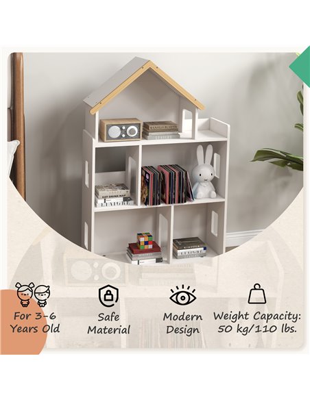 ZONEKIZ 3 Tier Toy Storage Shelf with 6 Cubby White 311-056V80WT - pic 34702 | FastDaddyshop