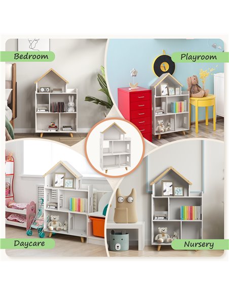 ZONEKIZ 3 Tier Toy Storage Shelf with 6 Cubby White 311-056V80WT - pic 34703 | FastDaddyshop