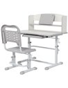ZONEKIZ Height Adjustable Kids Study Table and Chair Set, with Drawer, Storage Shelf, 80 x 54.5 x 104 cm, Grey 312-106V80GY