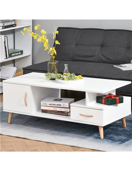 HOMCOM Modern Minimalism Coffee Table with Storage, White 833-950 - pic 34771 | FastDaddyshop