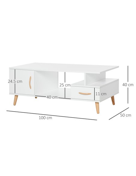 HOMCOM Modern Minimalism Coffee Table with Storage, White 833-950 - pic 34772 | FastDaddyshop