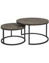 HOMCOM Industrial Nesting Coffee Table Set of 2, Round Coffee Tables, Faux Marbled Brown 833-873V80GY