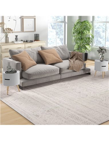 HOMCOM 3-Tier Coffee Table, Round End Table with 2 Hidden Compartments and Detachable Tray, Side Table with Storage for Living R