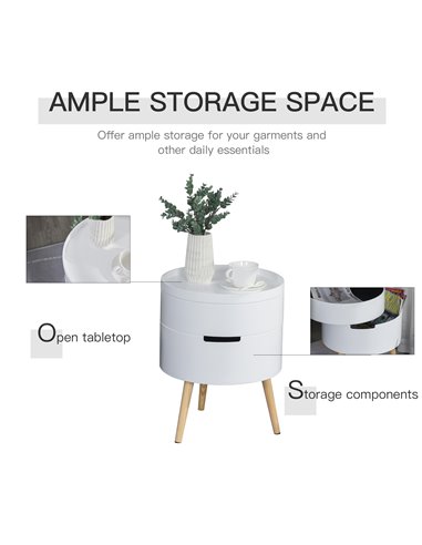HOMCOM 3-Tier Coffee Table, Round End Table with 2 Hidden Compartments and Detachable Tray, Side Table with Storage for Living R