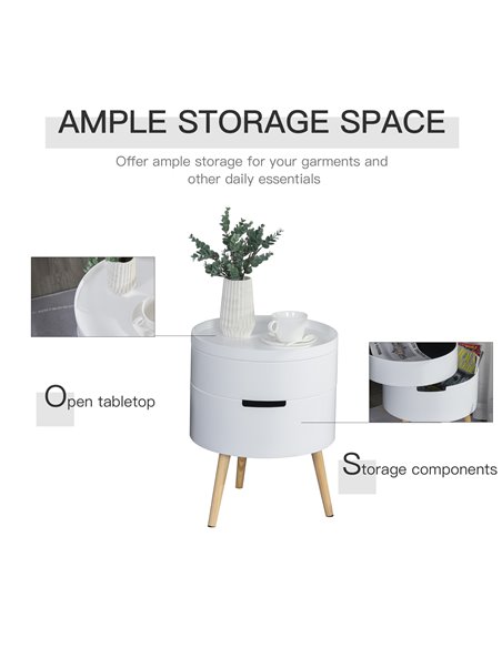 HOMCOM 3-Tier Coffee Table, Round End Table with 2 Hidden Compartments and Detachable Tray, Side Table with Storage for Living R - pic 34828 | FastDaddyshop