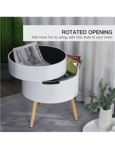HOMCOM 3-Tier Coffee Table, Round End Table with 2 Hidden Compartments and Detachable Tray, Side Table with Storage for Living R
