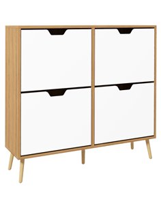 HOMCOM Shoe Storage Cabinet for 16 Pairs of Shoes, 4 Flip Drawers, Natural 837-394V80ND
