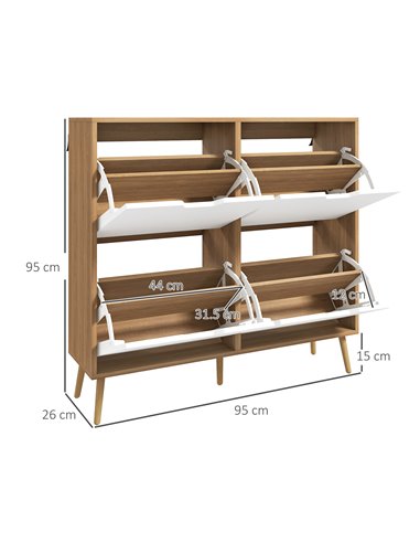 HOMCOM Shoe Storage Cabinet, 4 Flip Drawers, Shoe Organizer for 16 Pairs of Shoes, Natural 837-394V80ND