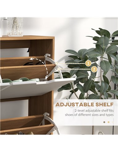HOMCOM Shoe Storage Cabinet, 4 Flip Drawers, Shoe Organizer for 16 Pairs of Shoes, Natural 837-394V80ND