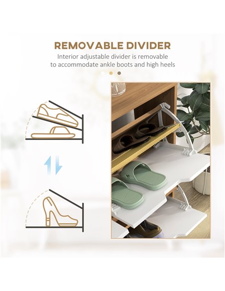 HOMCOM Shoe Storage Cabinet, 4 Flip Drawers, Shoe Organizer for 16 Pairs of Shoes, Natural 837-394V80ND - pic 34865 | FastDaddyshop