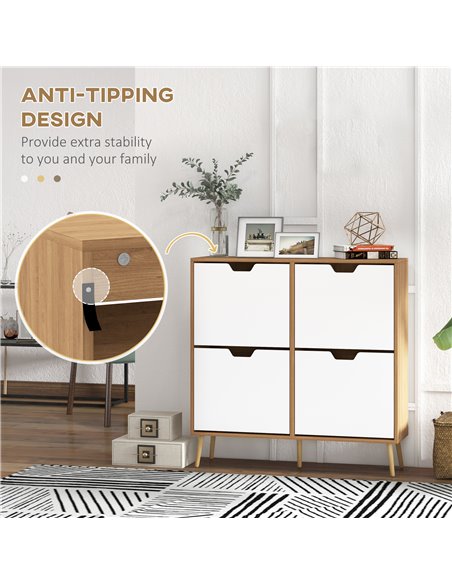 HOMCOM Shoe Storage Cabinet, 4 Flip Drawers, Shoe Organizer for 16 Pairs of Shoes, Natural 837-394V80ND - pic 34866 | FastDaddyshop