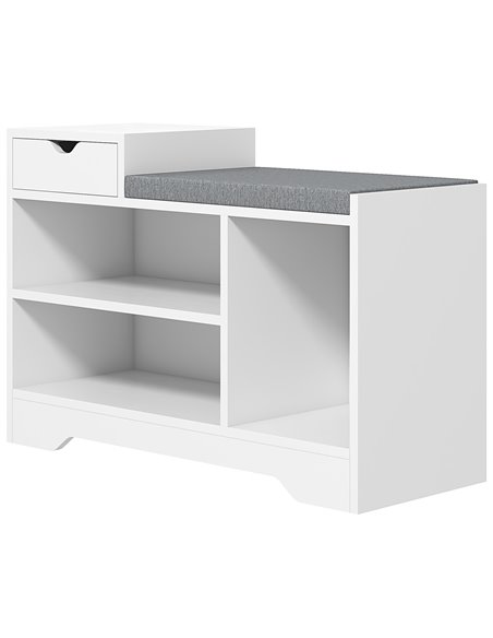 HOMCOM Shoe Storage with Seat, Upholstered Entryway Bench, Shoe Bench with Drawer and 3 Open Shelves for Hallway 837-439V70WT - pic 34869 | FastDaddyshop