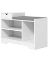 HOMCOM Shoe Storage with Seat, Upholstered Entryway Bench, Shoe Bench with Drawer and 3 Open Shelves for Hallway 837-439V70WT