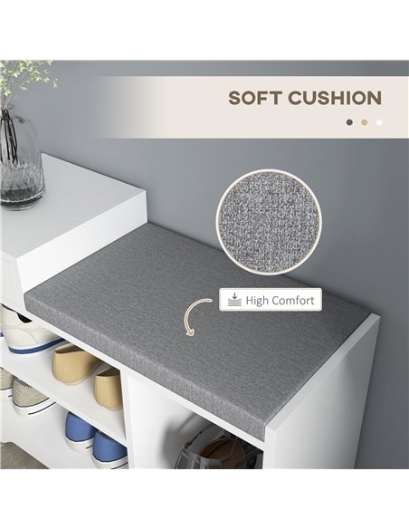 HOMCOM Shoe Storage with Seat, Upholstered Entryway Bench, Shoe Bench with Drawer and 3 Open Shelves for Hallway 837-439V70WT - pic 34874 | FastDaddyshop