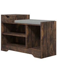 HOMCOM Shoe Storage with Seat, Upholstered Entryway Bench, Shoe Bench with Drawer and 3 Open Shelves for Hallway 837-439V70RB